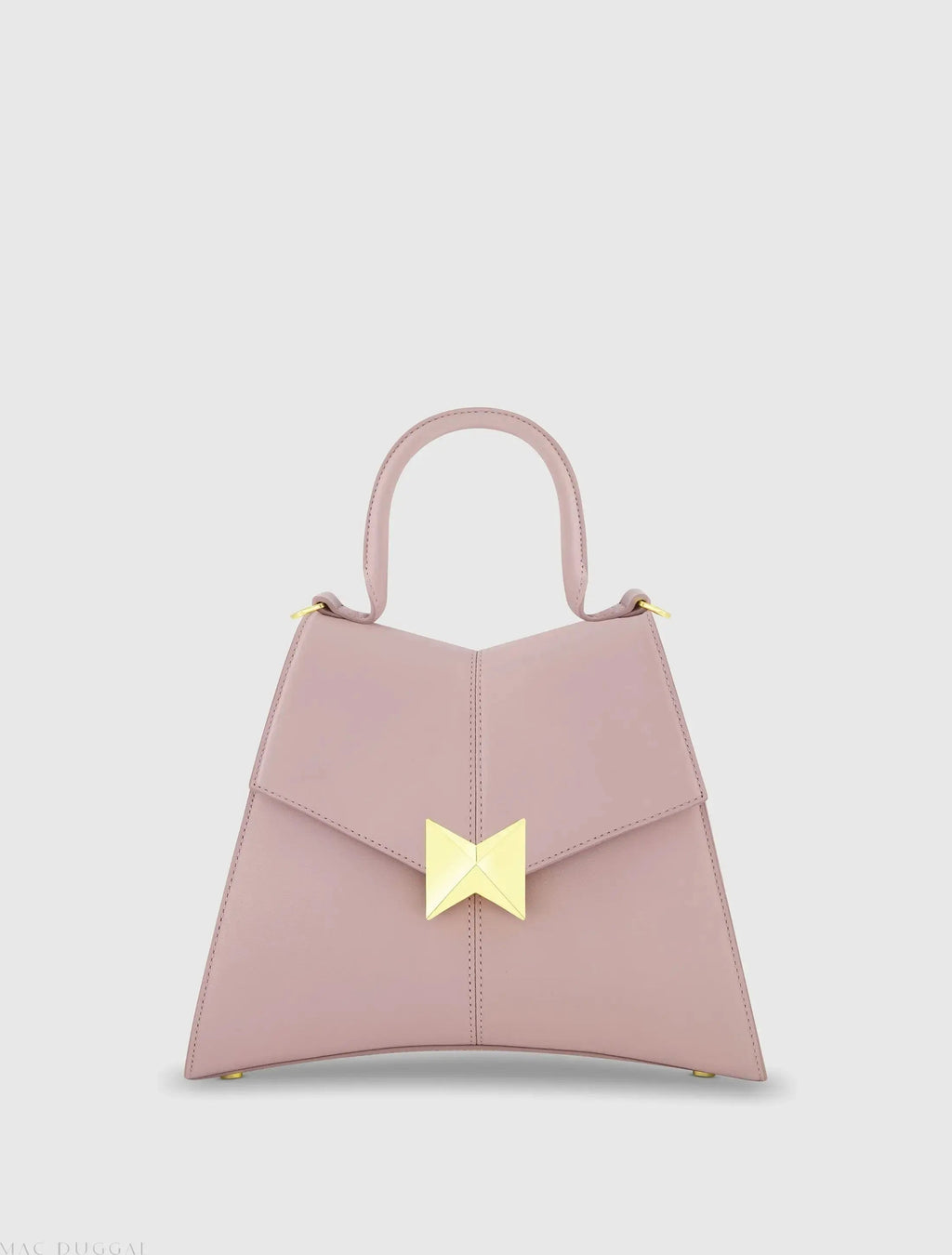 Purple Medium Angular Leather Handbag With Gold Hardware