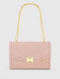 Pink Quilted Napa Leather Handbag With Gold Hardware