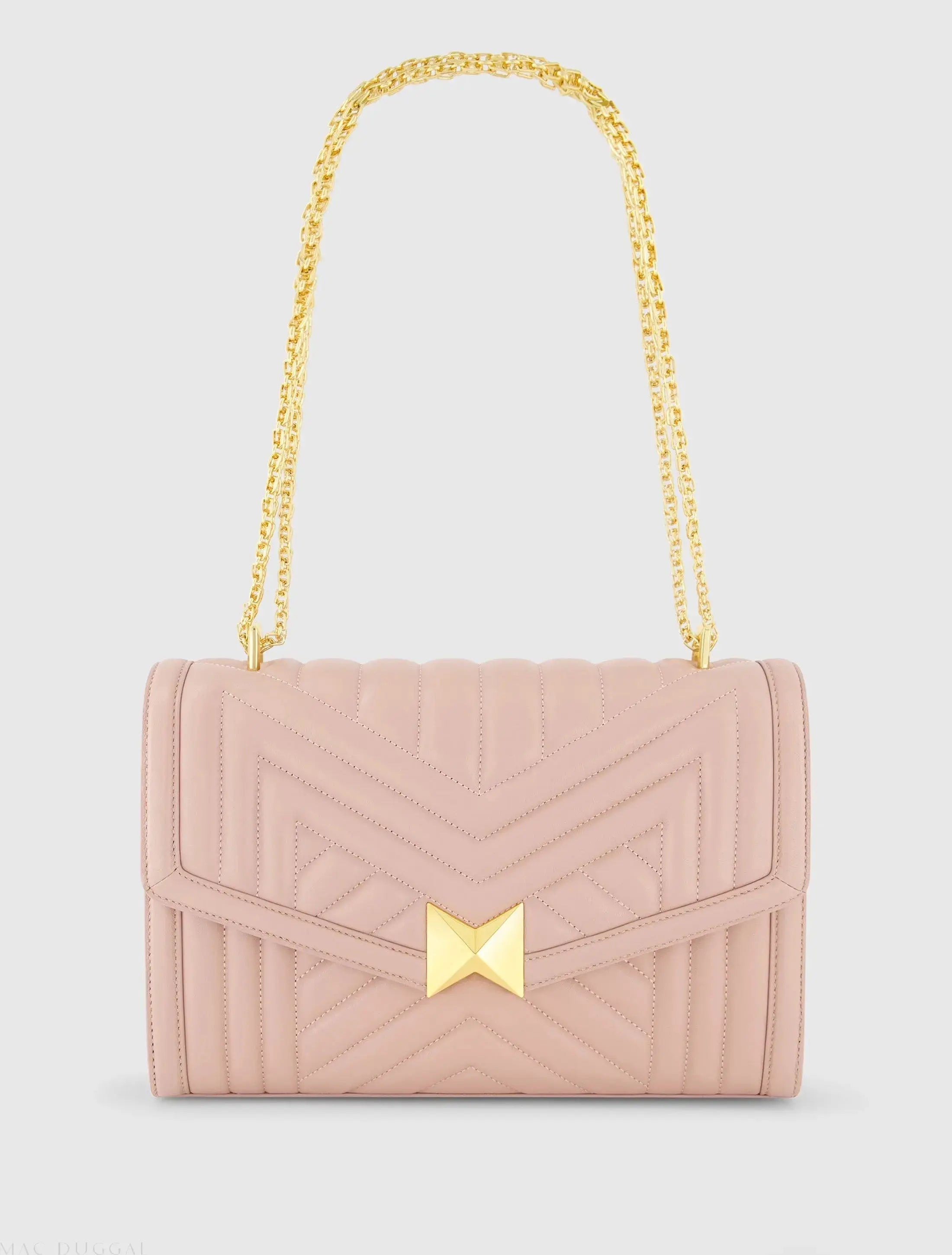 Pink Quilted Napa Leather Handbag With Gold Hardware