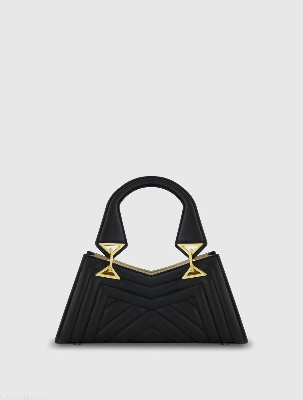 Black Angular Quilted Napa Leather Handbag